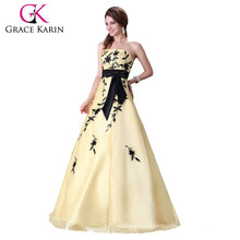 Grace karin Ball Gown strapless Backless Floor long length Light yellow Evening Prom Wedding Dress CL2520